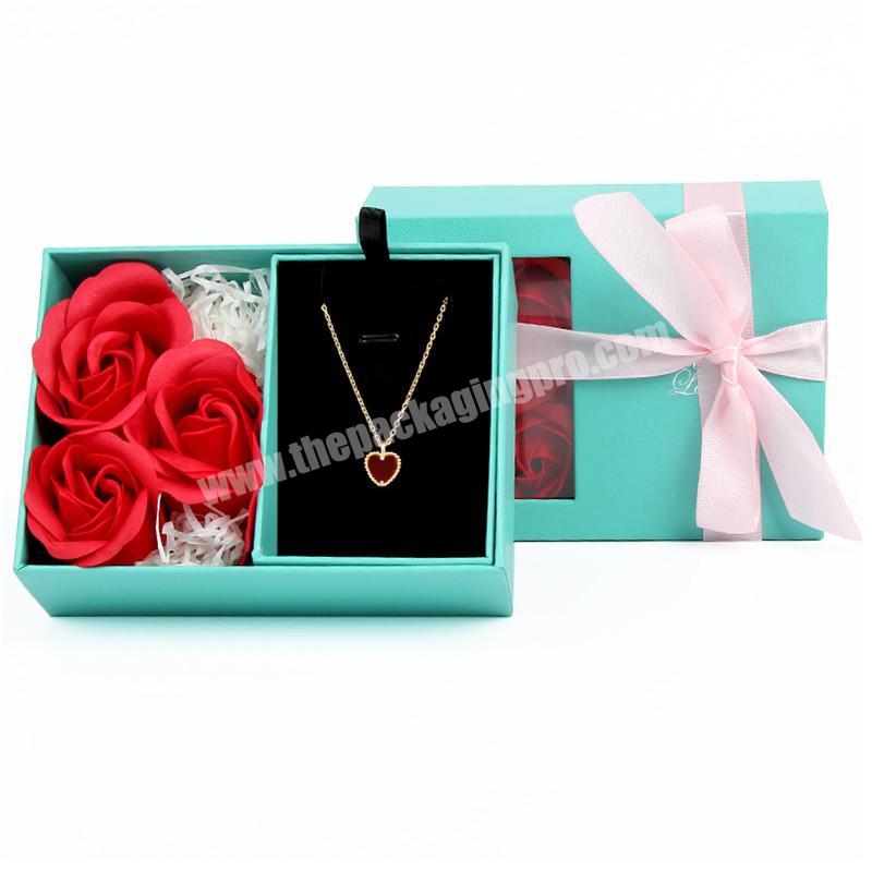 Big necklace packaging box window nail sliding drawer jewelry box