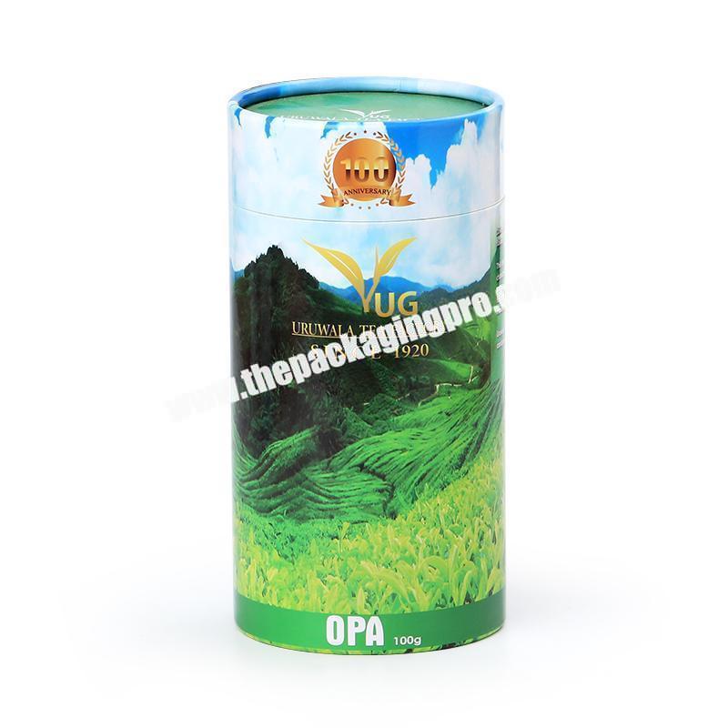 Biodegradable Tea paper tube packaging food grade cardboard cylinder container for tea round box packaging