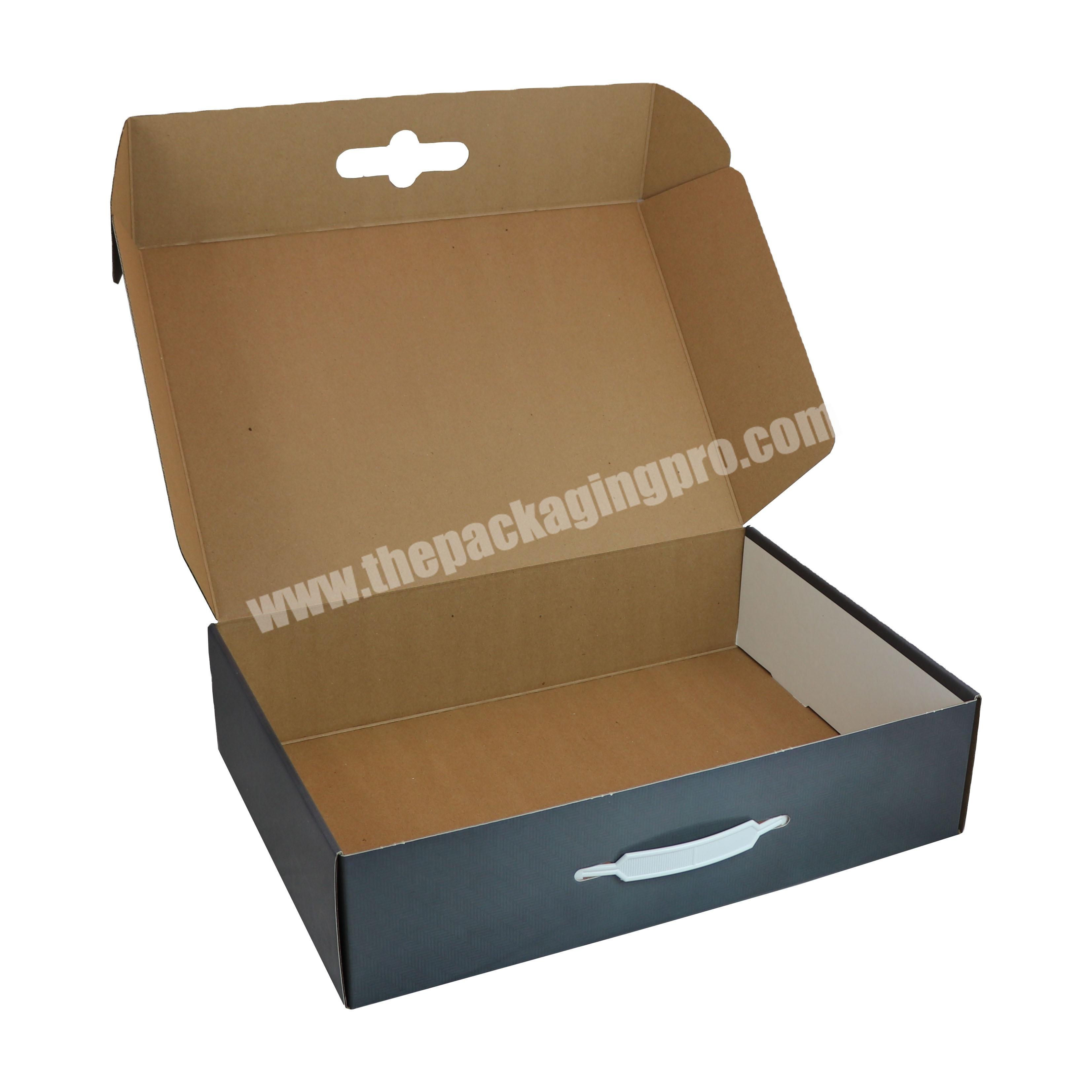 Wholesale High Quality Cheap Custom Logo  Portable Reusable Corrugated Delivery Brown Paper Box With Handle