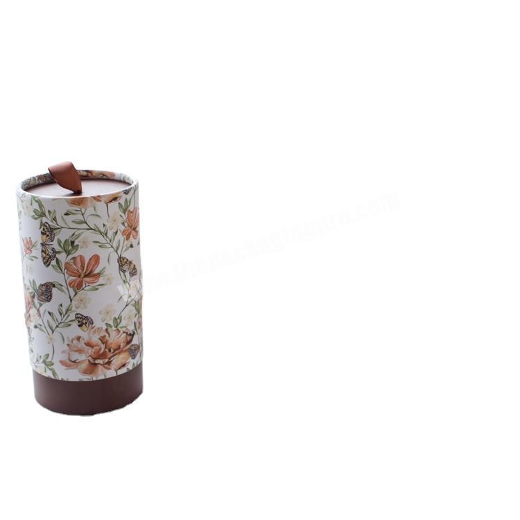 Biodegradable food grade paper cylinder gift box paper round tubes have handle