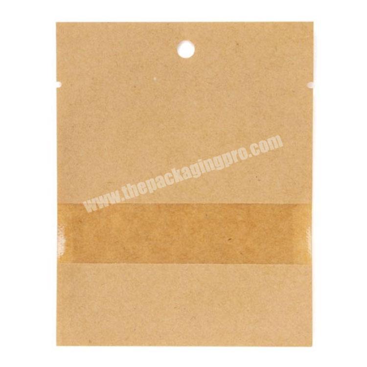 Biodegradable natural food grade small Kraft paper Compostable Heat Seal pouch with Window