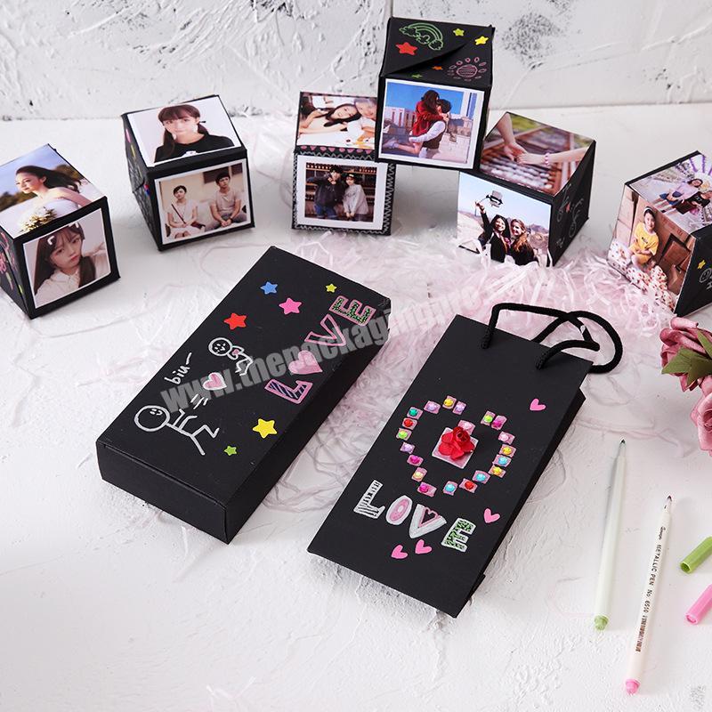 Birthday Christmas Anniversary Wedding Valentine Gifts Photo Album Scrapbooking Love Memory Surprise Black Bounce Gift Box