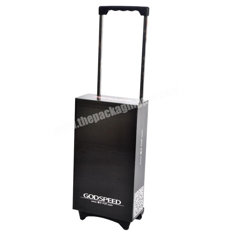 Black Color Corrugated Cardboard Roller Bag Paper Roll Trolley for Exhibition Eco Expo Box Trade Fair Show Paper