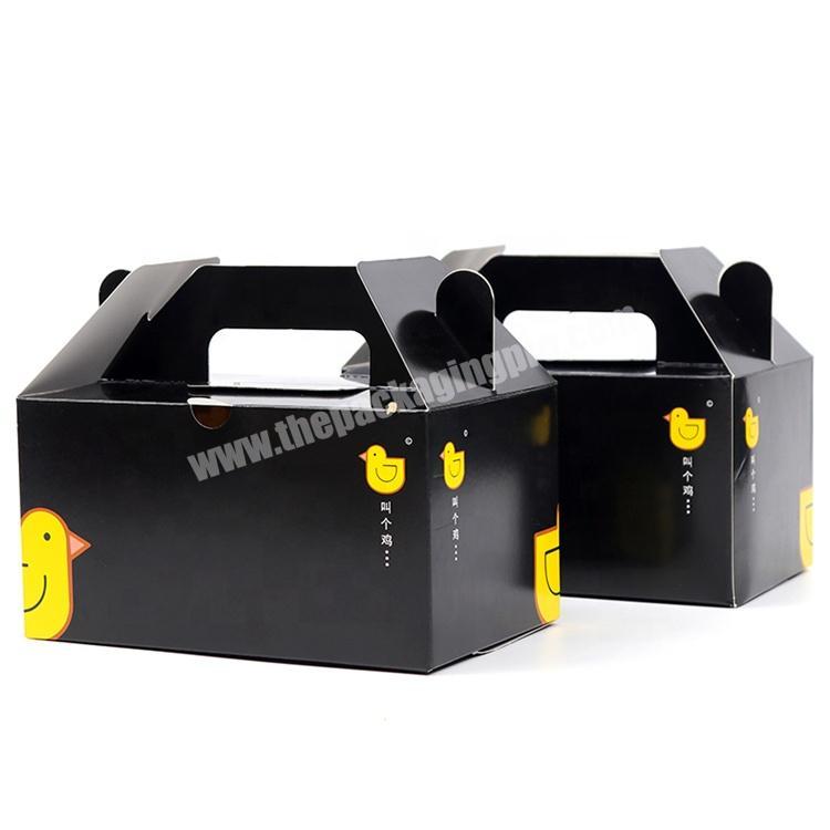 Black fried chicken wing packaging boxes with handle