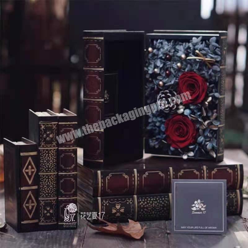 Book Shaped Style Decorative Gift Magnetic Rigid Packaging Paper Box Paper Flower Box