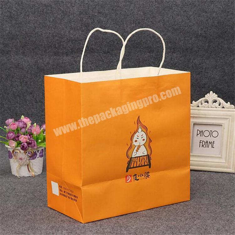 Bulk sale printed cheap food grade white kraft bread packaging paper bag with handle
