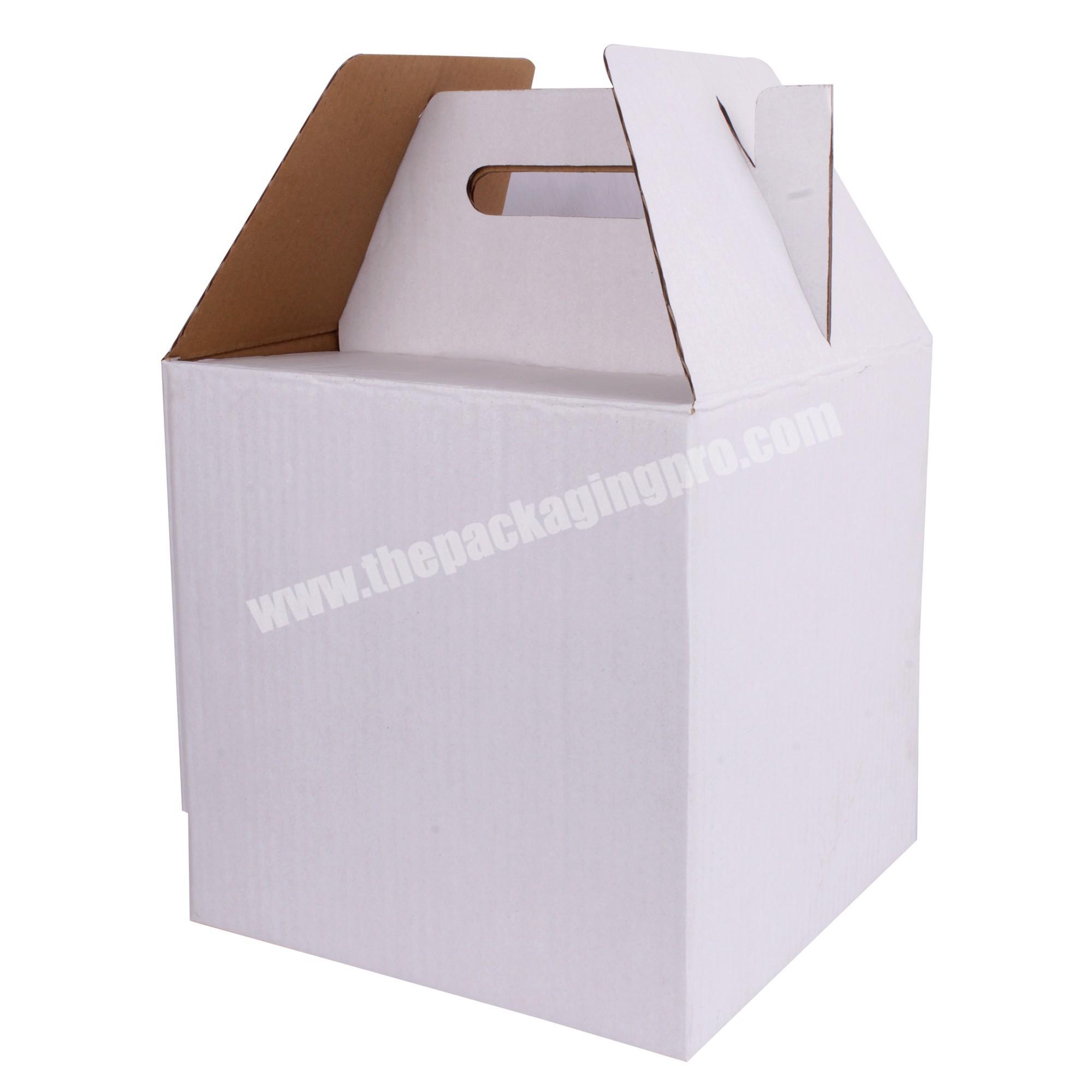 Cajas Para Pastel White Corrugated Tall Cake Packing Paper Box Carrier Dessert Box With Handle