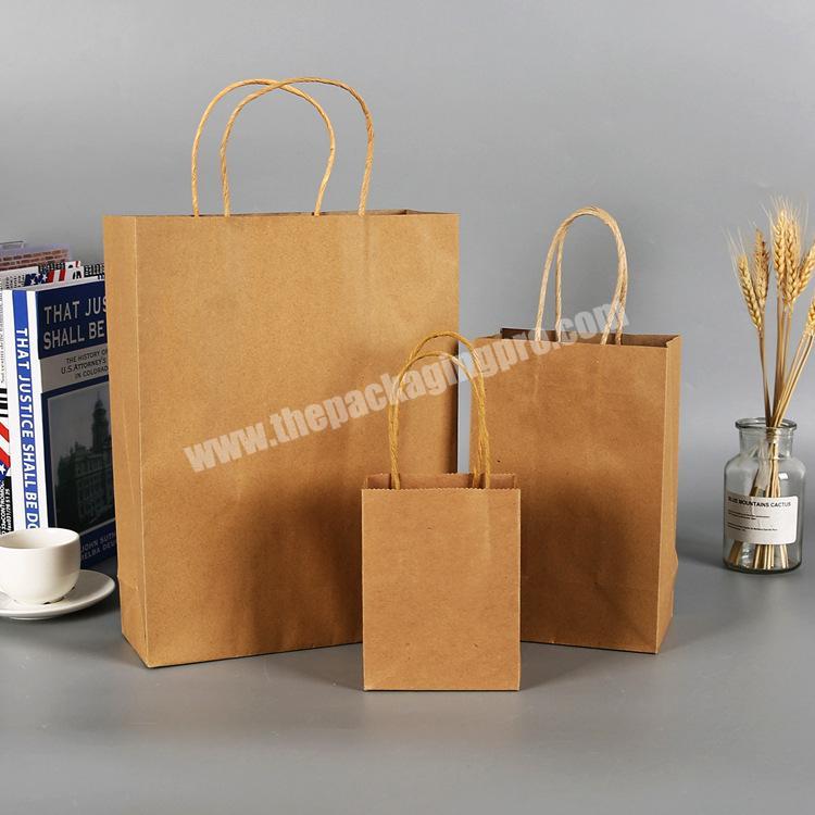 Carry out bags restaurant fast food grade biodegradable takeaway shopping custom printed store brown kraft paper bag