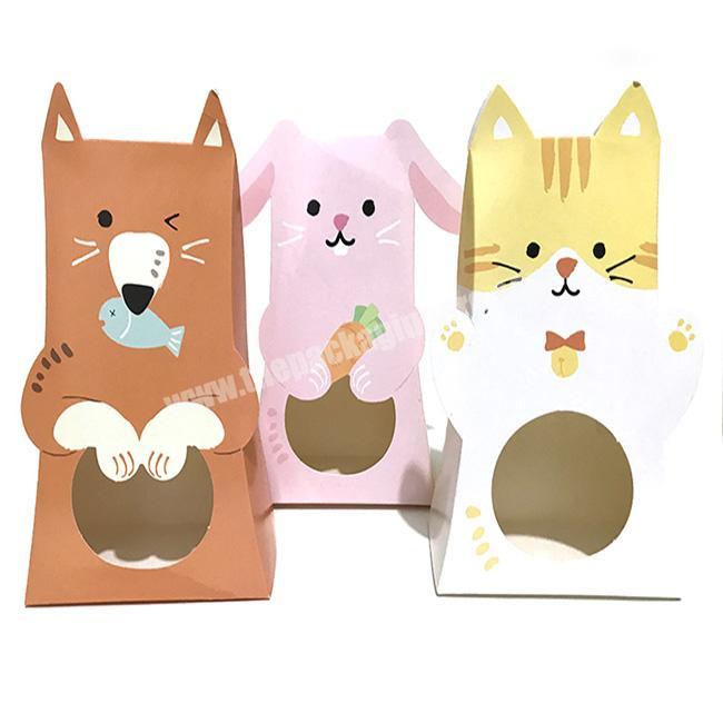 Cartoon animal gift favor chocolate small candy packaging paper display box with window christmas cookies biscuit wholesale