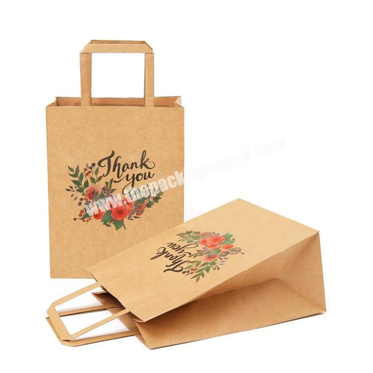 Flat handle flower thank you cheap gift bags for boutique shop