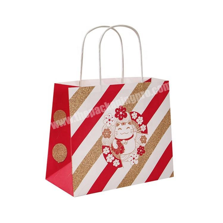 Cheap luxury christmas paper gift bag with logo
