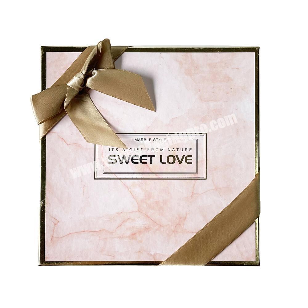 cardboard paper box wedding gift packaging with ribbon custom logo printed eco friendly