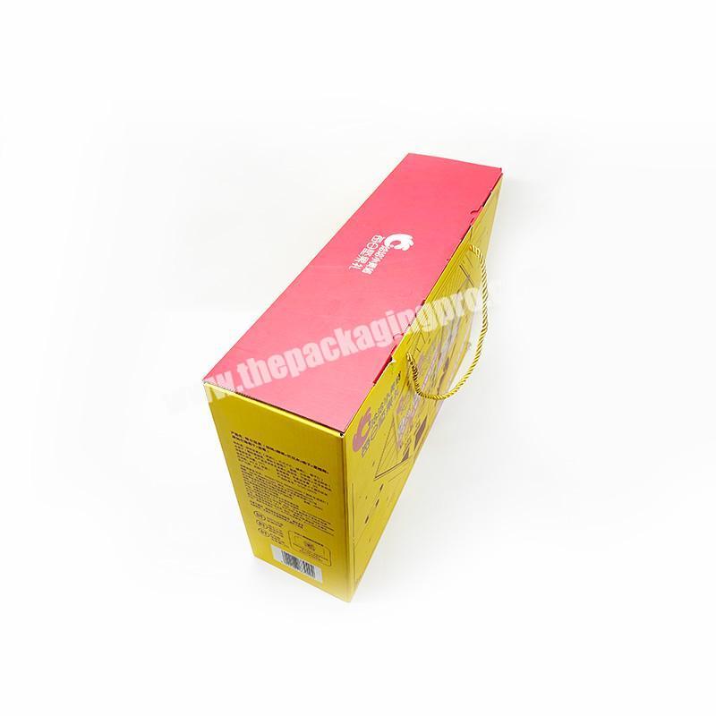 Hot sale luxury wholesale custom printed logo colorful packaging corrugated paper boxes with ribbon handle