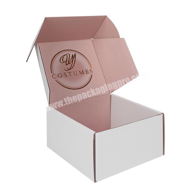 China express box factory cheap custom logo print eco friendly black corrugated mailing boxes pink white shipping box with logo