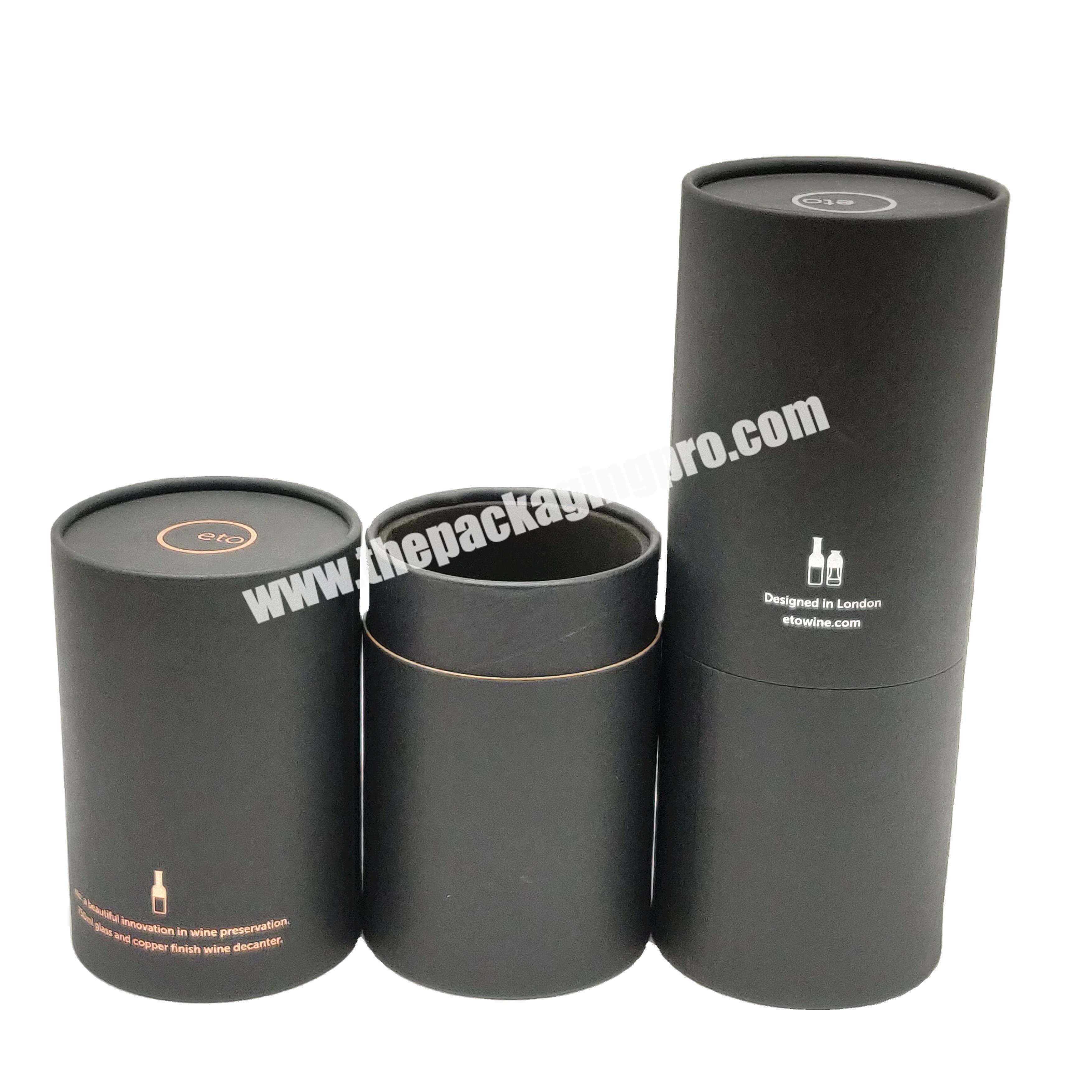 Recyclable and Biodegradable Luxury Black Paper Tube Packaging Round Box Cardboard with Custom Printing for Gift