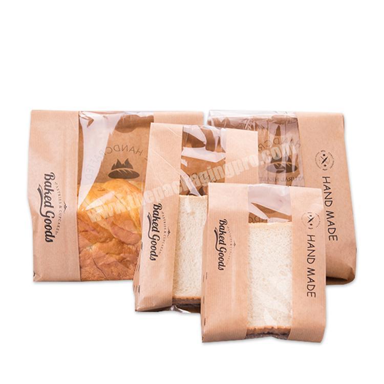 Clear window bread food bag with folding paper