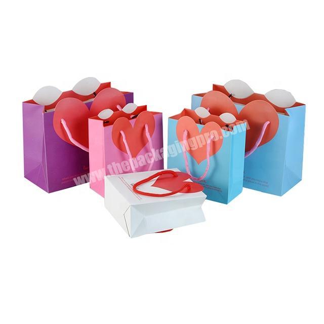 Color printing shopping colorful love gift personalised paper bags custom logo shopping bag packaging