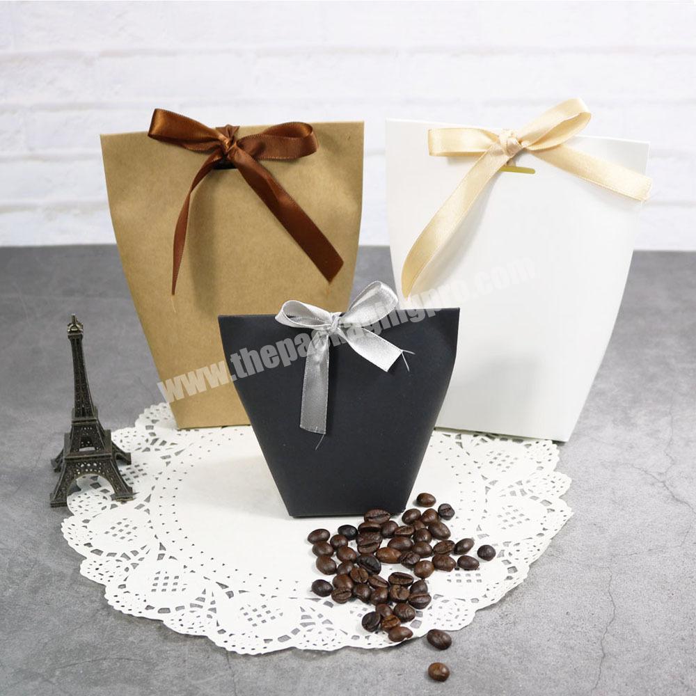 Colorful custom logo printed candy gift packaging paper box with ribbon