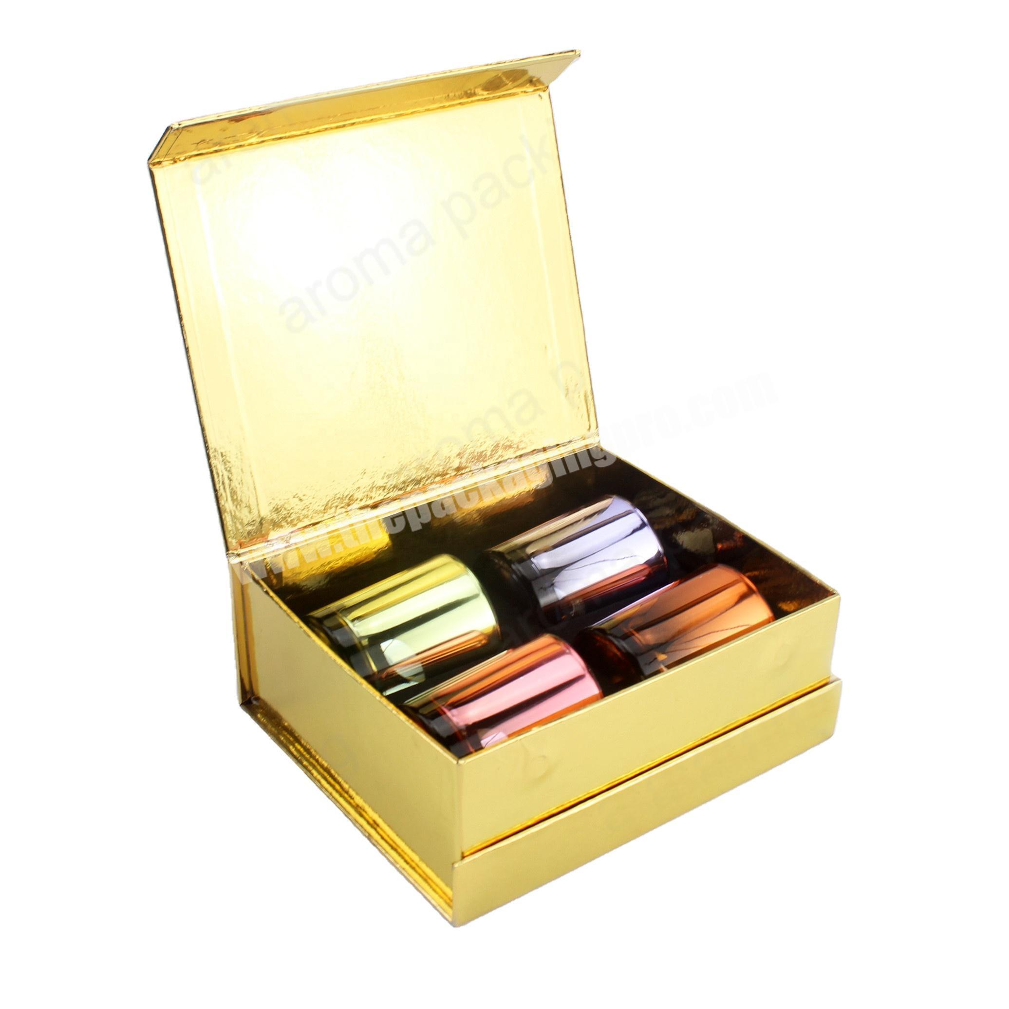 Custom 4 in 1 Luxury gold gift box candle box with EVA Inserts