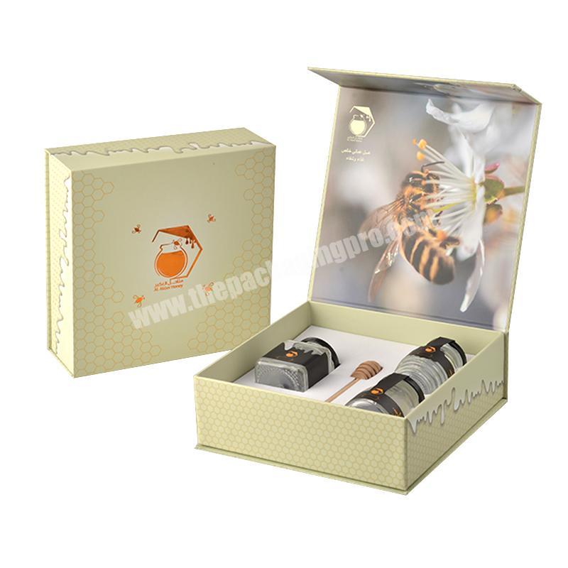 Custom Bee Honey Jar Package Box Elegant Magnetic Gift Box Luxury Honey Packaging For Honey Bottle