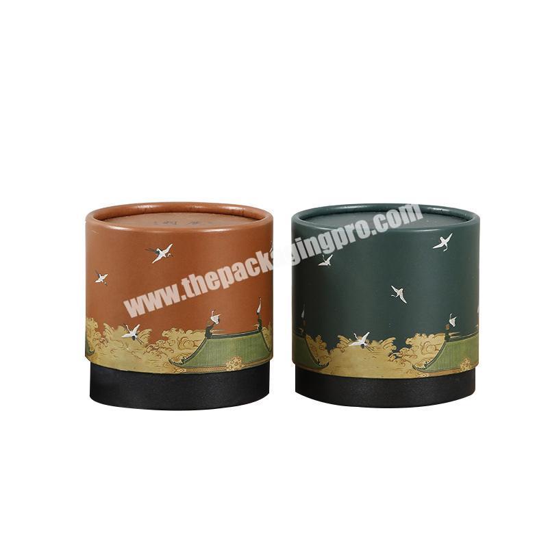 Custom Luxury Black Texture Empty Cardboard Container Cylinder Recycled Paper Boxes For Perfume Packaging