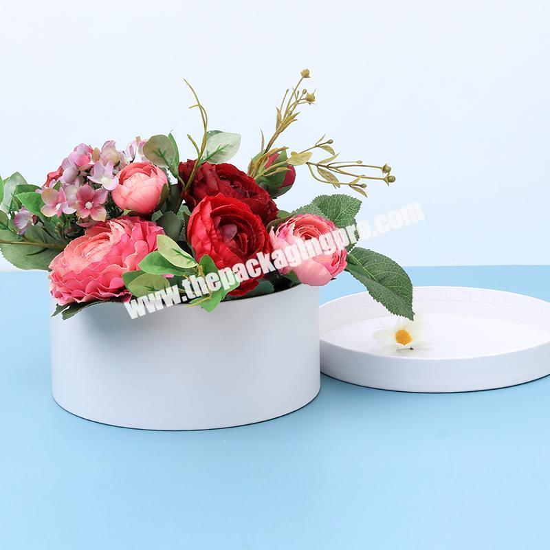 Luxury Pink Suede Velvet Round Cardboard Box Flower Rose Boxes