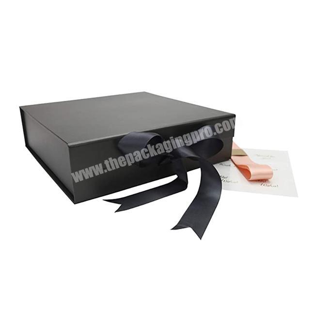 Custom Black Rigid Large Magnetic folding  Paper Necklace Gift Box Packaging