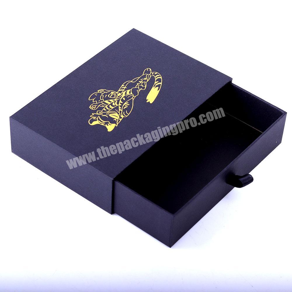 Custom Cardboard Paper Packaging Sliding Shoe Gift Black Drawer Box