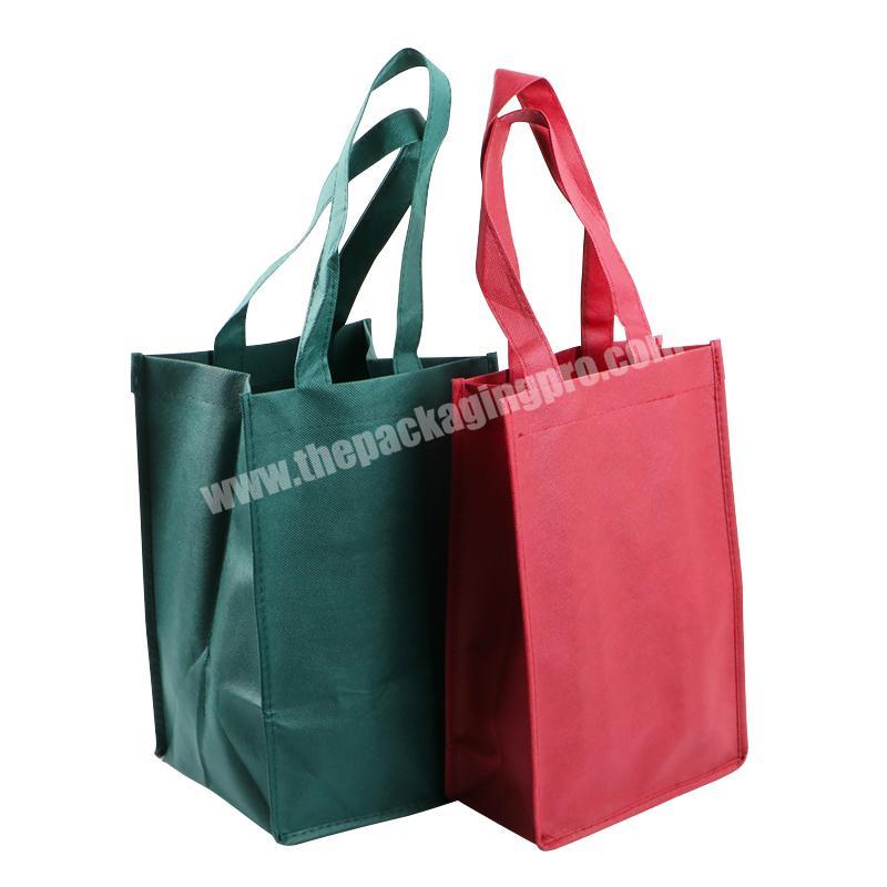 Custom Color Waterproof Supermarket Shopping Non-woven Bags Eco-friendly For Wine Bottles Carry Bag