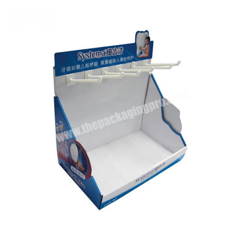 Custom Counter Top POP Cardboard Hooks Display Stand for Toothpaste