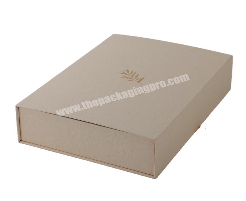 custom golden logo printing special linen paper large luxury magnet magnetic gift box packaging