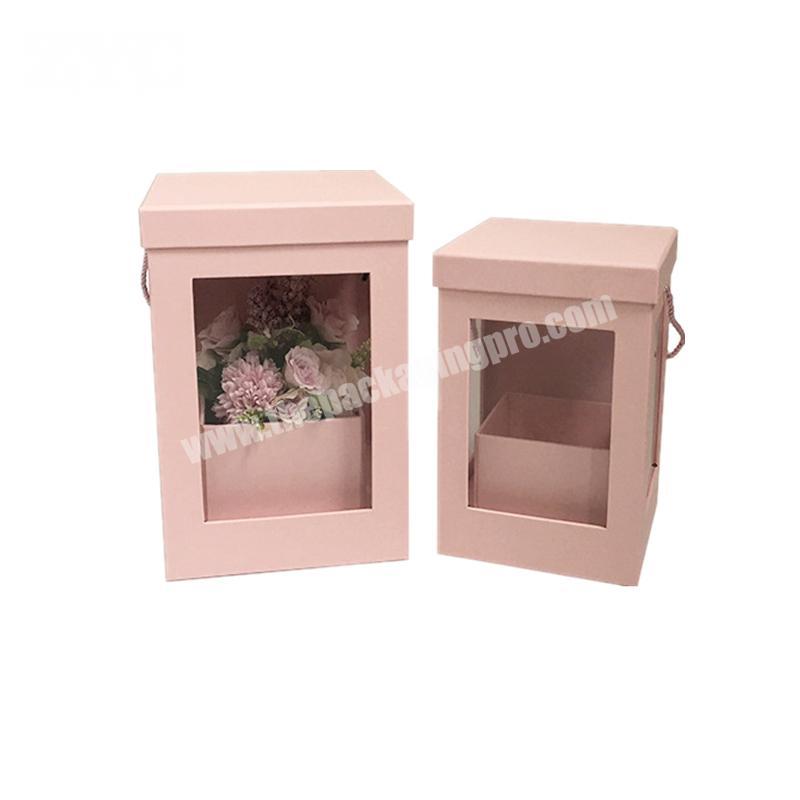 Custom Design Square Paper Flower Box Cardboard Gift Box with Transparent Window