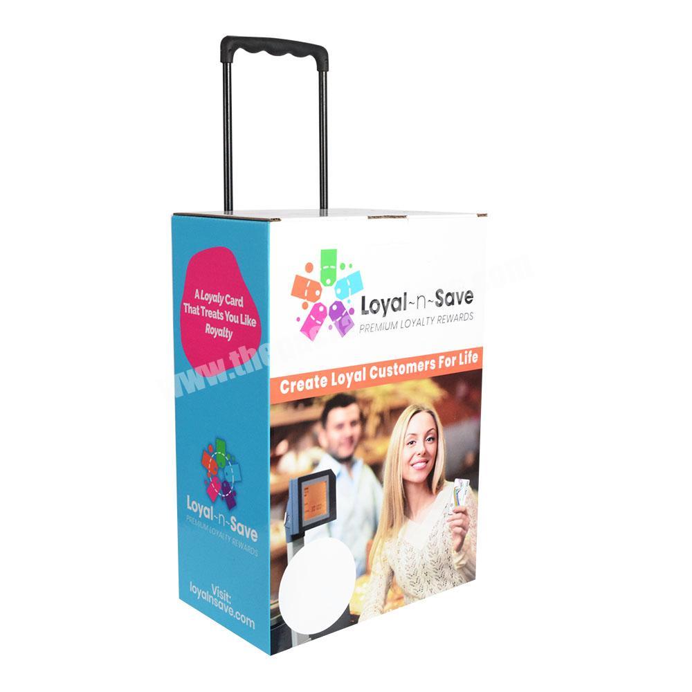 Custom Full Color Print Portable Exhibition Multifunctional Cardboard fold up Trolley Box For Advertising