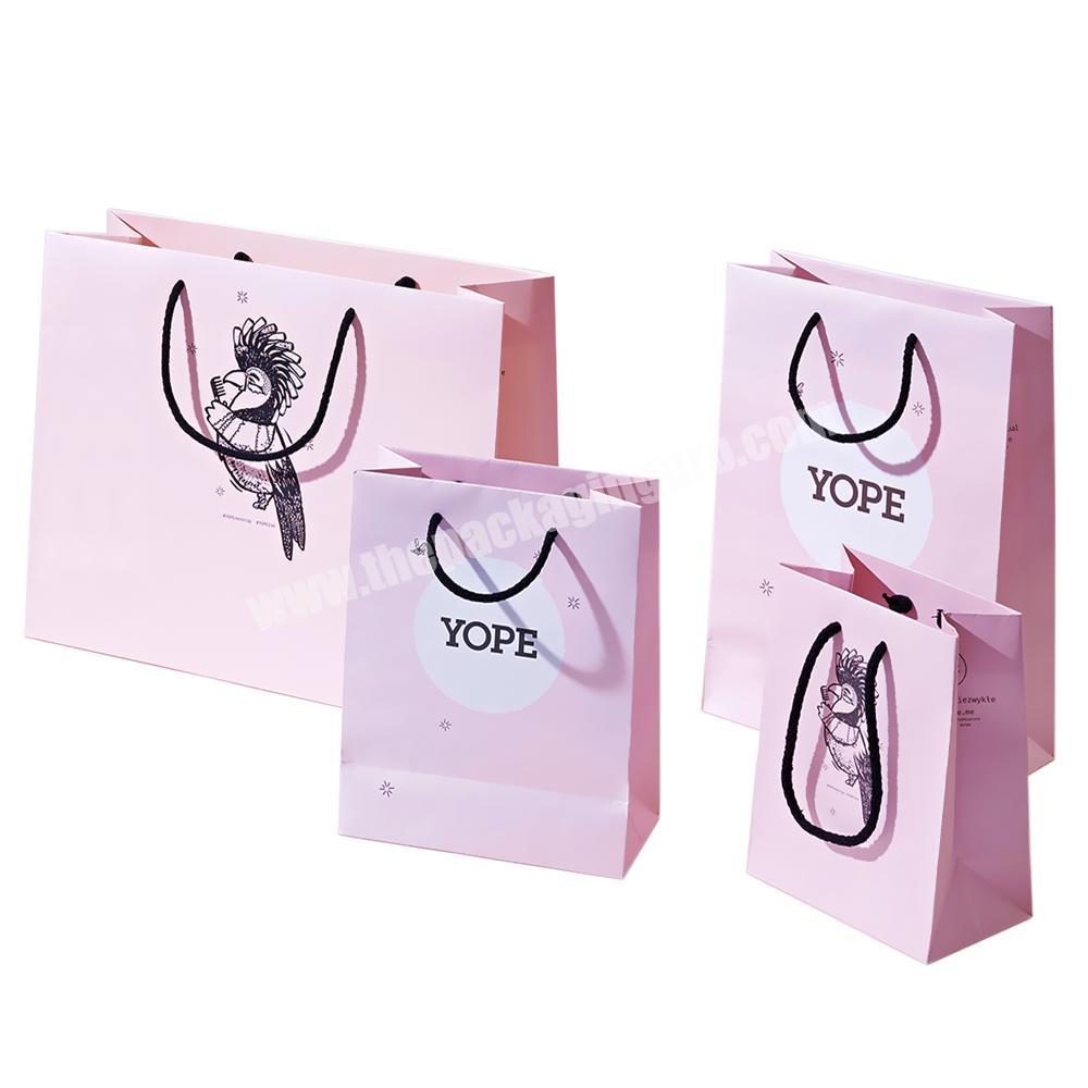 Custom Logo Bags Print Small Thank You Paper Pink Merchandise Bags For Merchandise