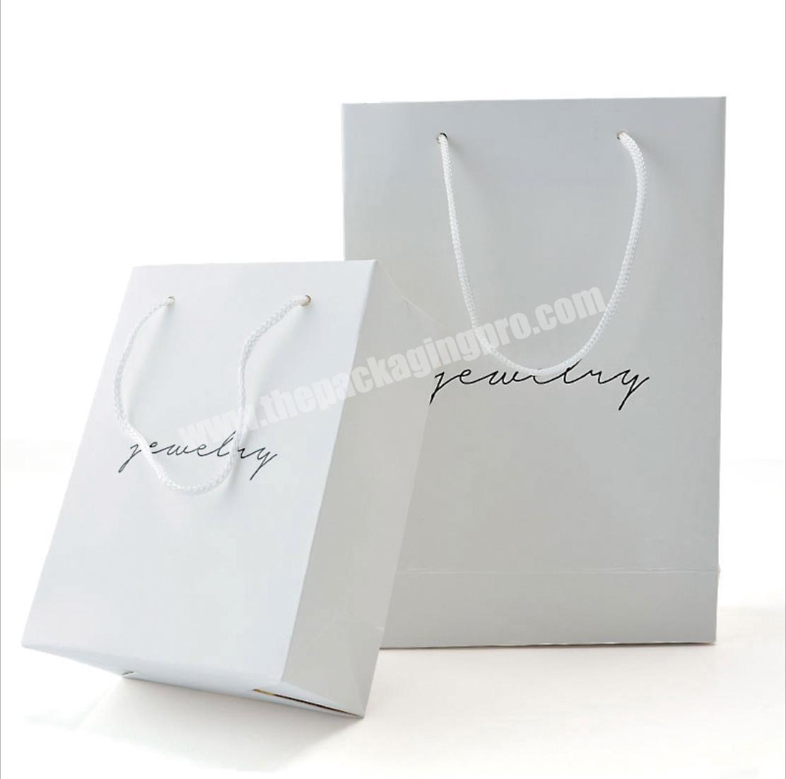 Custom Logo Ivory Board Paper Carrier Shopping Bag For Shoes Retail Shop
