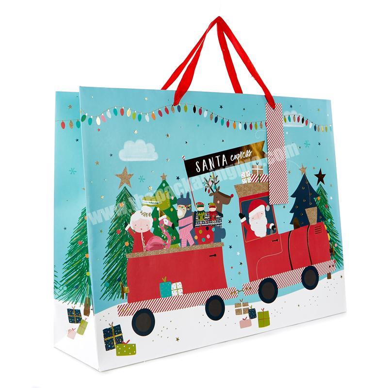 Custom Logo Luxury Foldable Shopping Paper Bag Christmas Gift Bags In Bulk