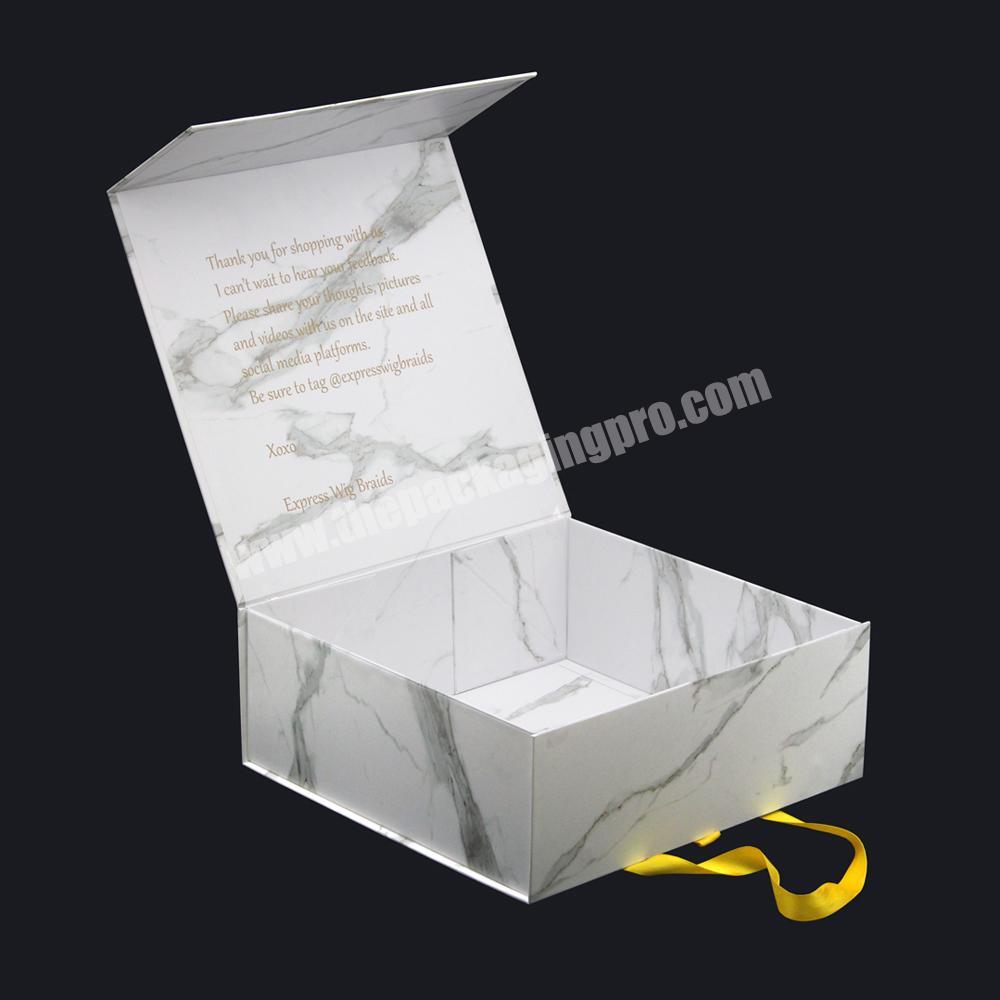 Custom Logo Luxury Stone Marble Hair Box Packaging Gold Marble Magnetic Box