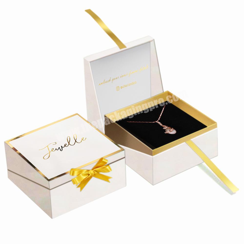 Custom Logo Luxury White And Gold Jewelry Box Rose Gold White Jewelry Packaging Box