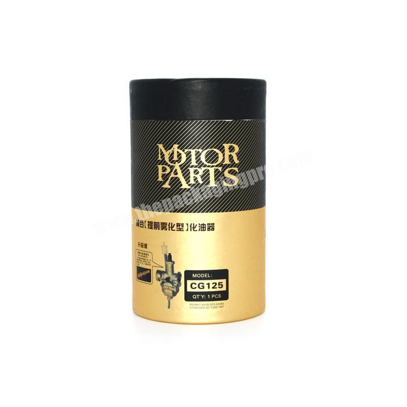 Custom Logo Printed Round Cardboard Cylinder Gold Black Cosmetic Packaging Box Tube Box