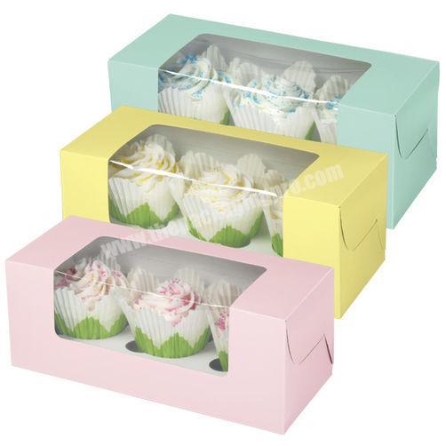 Custom Logo Printed Small Cupcake Box With Clear PVC Window