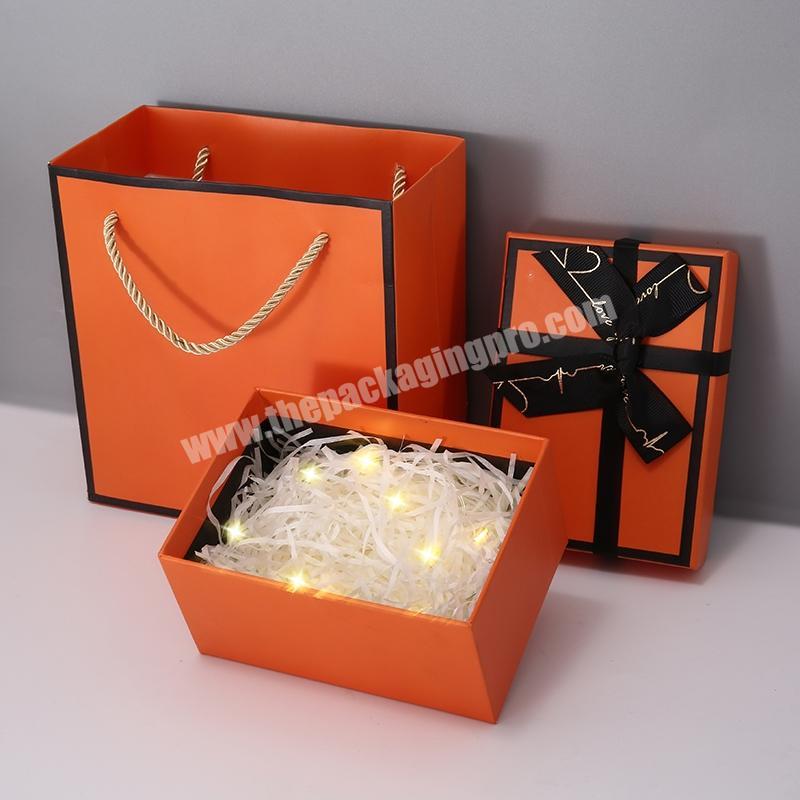 Custom Logo Ribbon Bow High-end Packaging Cosmetic Wig Shoes Apparel Perfume Luxury Paper Gift Box