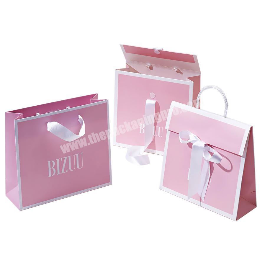 Custom Logo Small Pink Paper Jewelry Packaging Bags For Packaging Jewelry