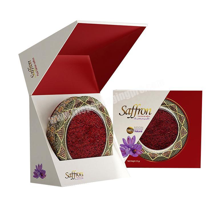 Custom Luxury Gift Saffron Box Packaging Jar Bottle Paper Packing Box For Saffron Packaging