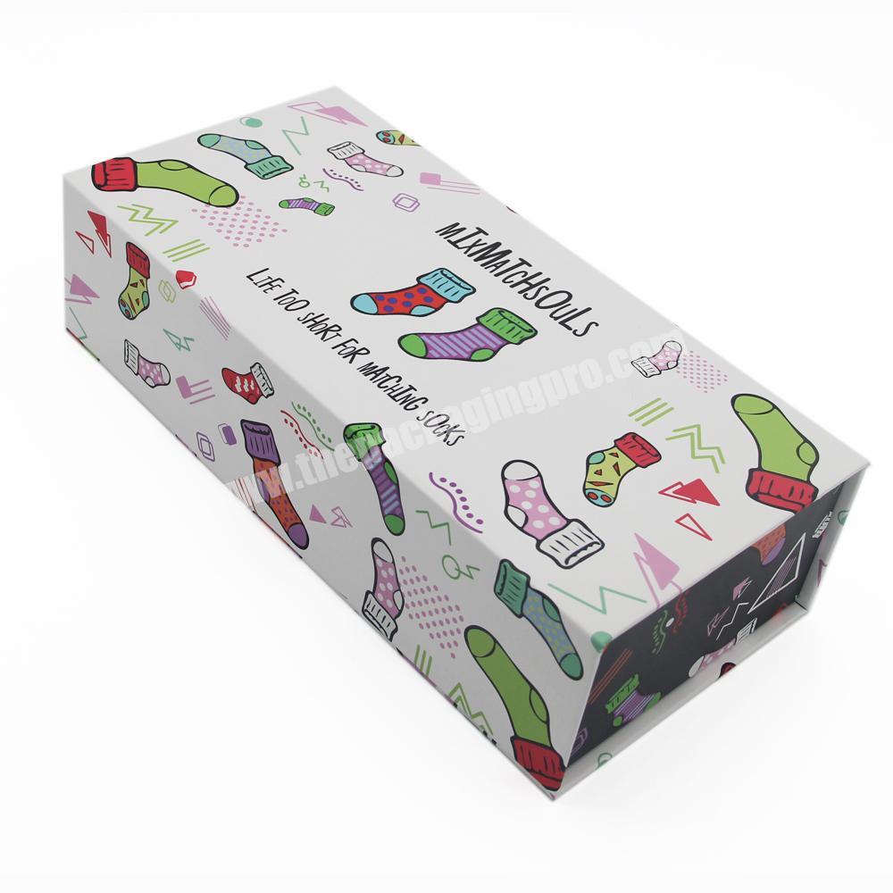 Custom Luxury Magnetic Gift Socks Boxes Package New Design Sock Packaging Box