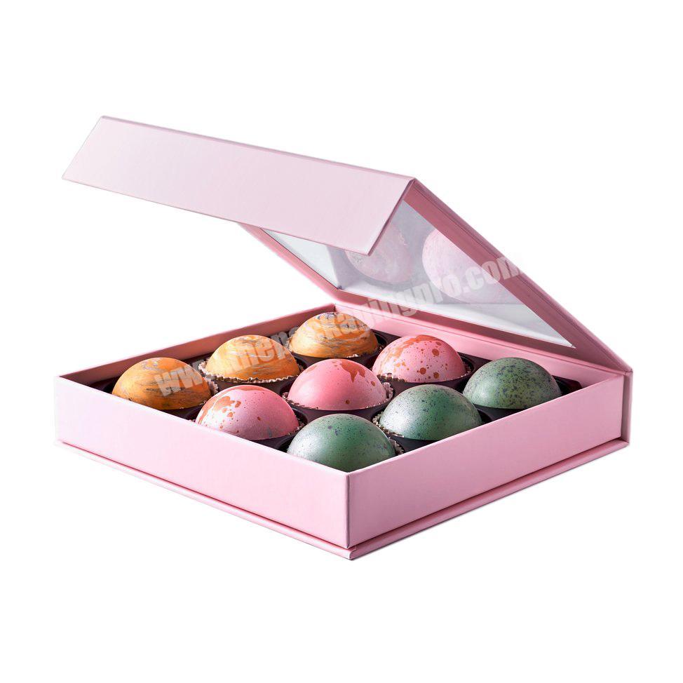 Custom Luxury Pink Chocolate Bath Bomb Packaging Boxes With Window