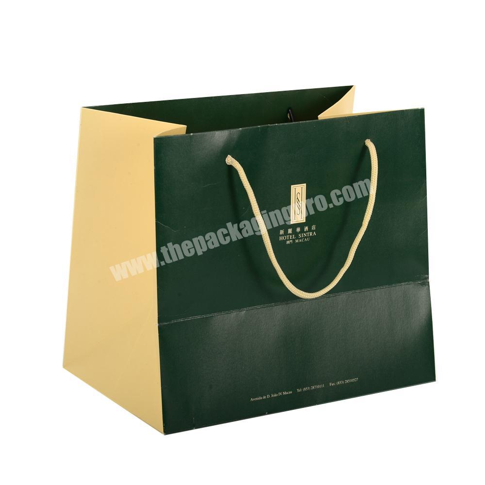 Custom Luxury Print Green Color Product Shopping Packaging Paper Bag