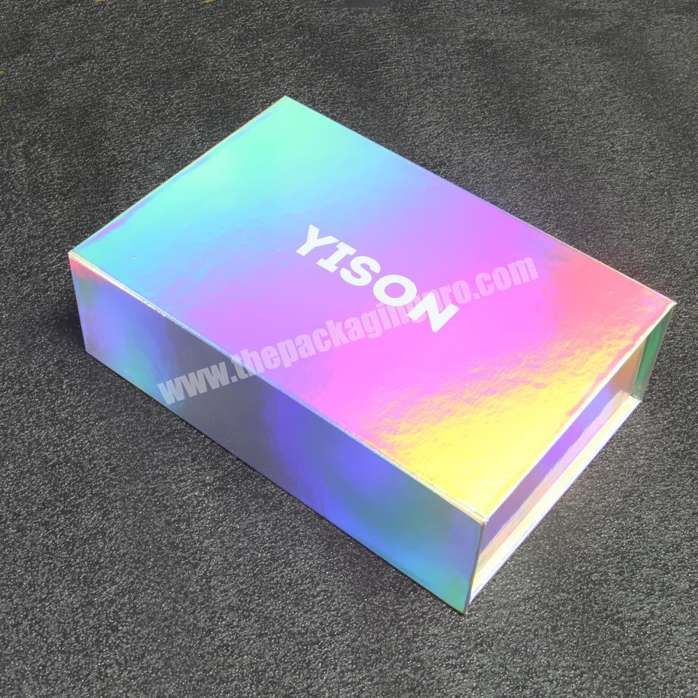 Custom Luxury Shipping Mailing Mailer Paper Lashes eyelash Magnetic Gift Holographic Rainbow Box Packaging Holographic Box