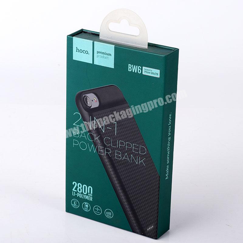 Small products mobile phone package custom hard paper magnetic box hanging packaging for display