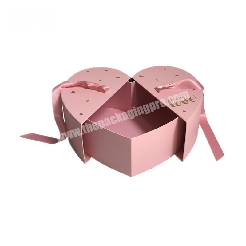 Custom Made Heart Shape Ribbon Rose Flower Cardboard Packaging Box for Lover