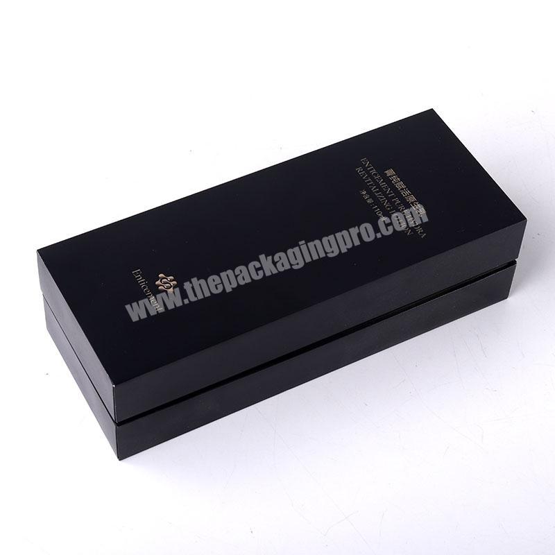 Custom Made Matte Black Long Cosmetic Gift Box Wood Skin Care Product Packaging Box